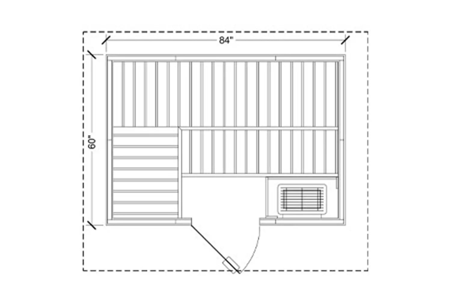 Euro 5'x'7' Outdoor sauna CAD